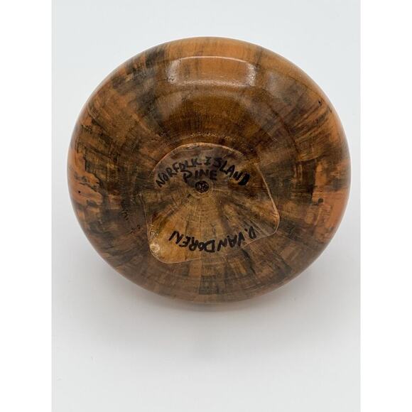 VTG Rare Norfolk Island Pine Hand Turned Wood Vase By D. Van Doren Artist signed - Picture 15 of 16